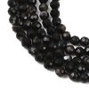 sz57 Turmalin naturalne pasma koralików z czarnego turmalinu, fasetowane, okrągłe, 3~3,8 mm, sznur 38 cm